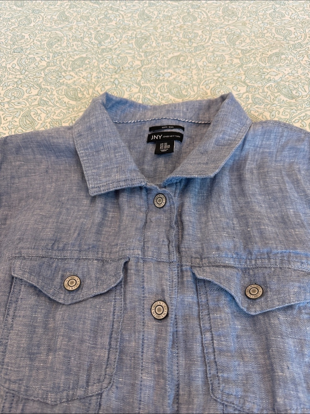 JNY Jones New York 100% Linen Light Blue Jean Style Jacket Plus Size 3x - Picture 3 of 13